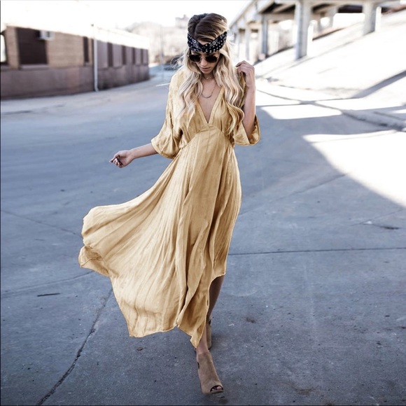 Mustard Yellow Boho Dress - Picture 2 of 6